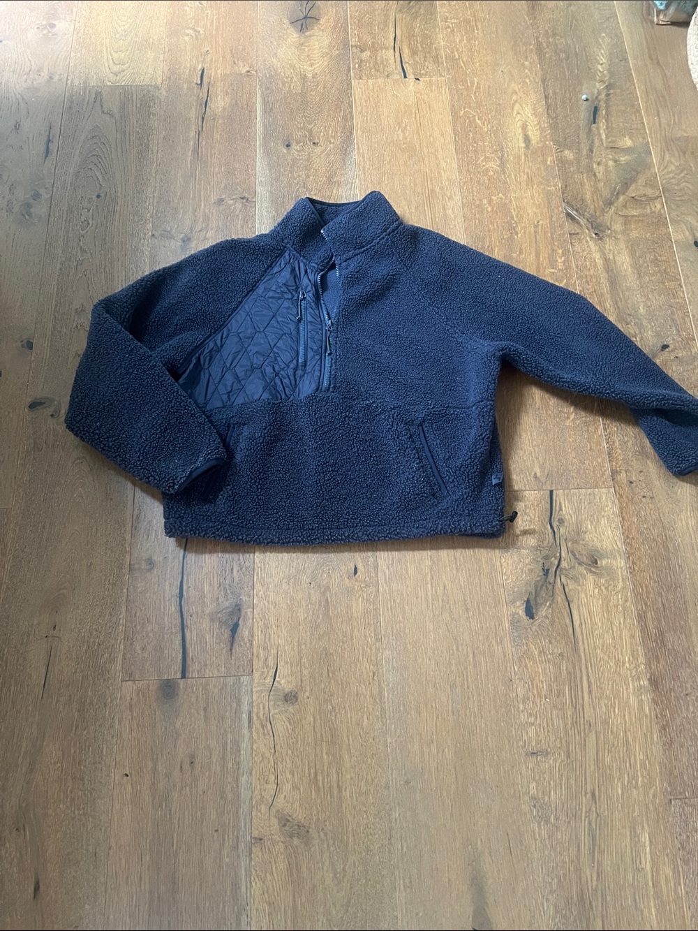 JoyLab Navy Blue Sherpa Teddy Jacket with Quilted Chest Panel Size L !!!